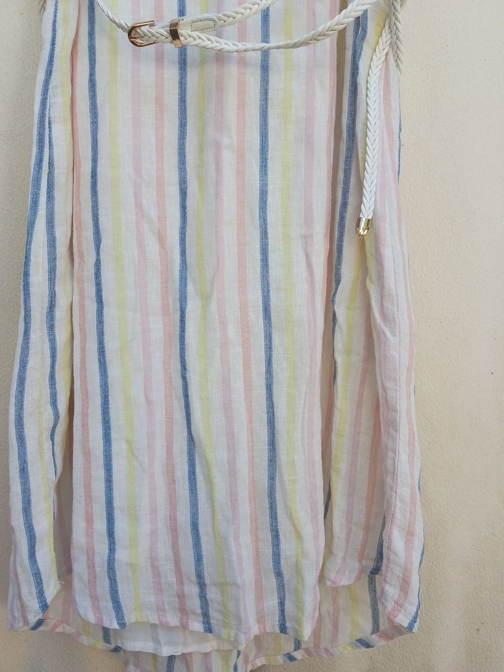 Splendid Pastel Stripe Sleeveless Midi Dress with Braided Belt - Picture 6 of 8
